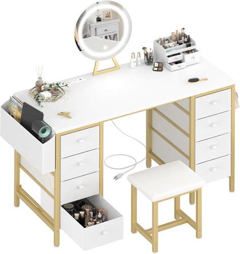 Large Vanity Desk with Mirror and Light- Makeup Vanity Set Table with ...