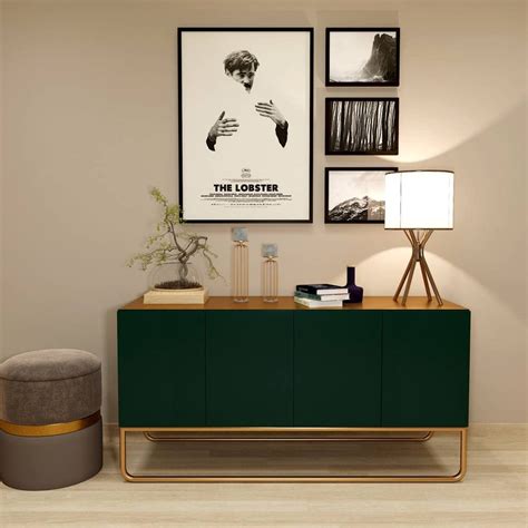 FURNISCO Console Table, Green & Gold Console Table, Console Table with ...