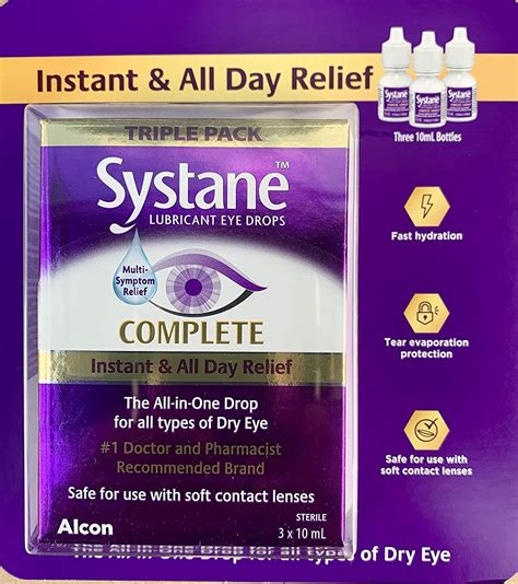 Systane Complete Lubricant Eye Drops 3 x 10ml - Fast Relief for Dry ...