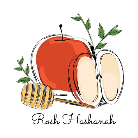 Rosh Hashanah Apples And Honey Cartoon