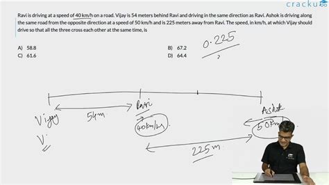 [Video] Ravi is driving at a speed of 40 km/h on a road. Vijay is 54 ...