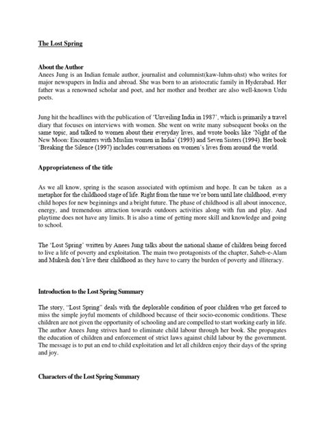 Image result for Lost Spring Line by Line Explanation