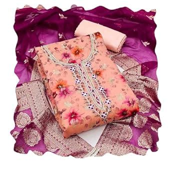 Buy Maroosh Women'S Peach Unstitched Designer Digital Print,Hand Work ...