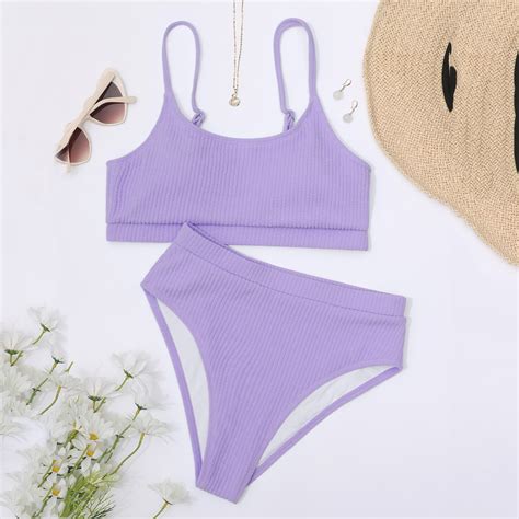 Sngxgn Women Two Piece Swimsuits High Waisted Bikini Set Tummy Control ...
