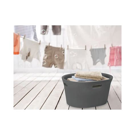 Buy Decorative Plastic Laundry Basket with Cut-Out Handles, Grey (1 ...