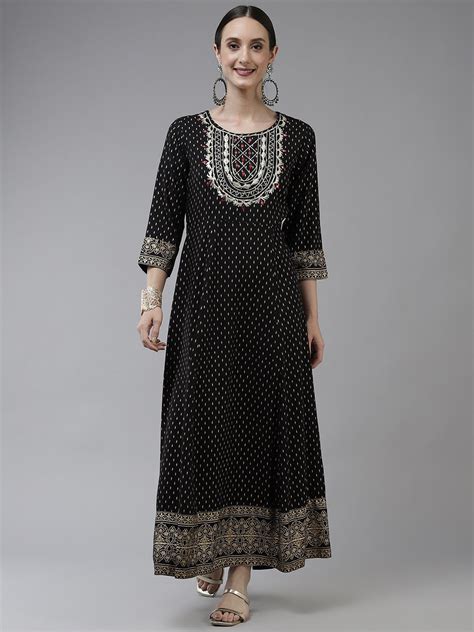 Black Ethnic Motifs Dress freeshipping - Yufta Store