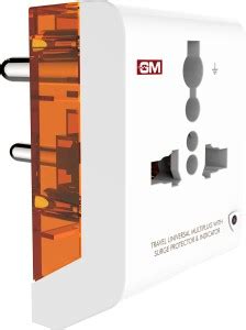 GM 3 PIN TRAVEL UNIVERSAL MULTI PLUG With Surge Protector & Indicator ...