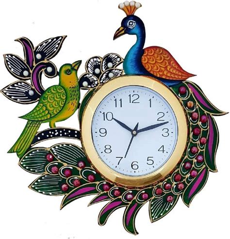 Buy MBD BEST Home Decorative Wooden Peacock and Bird Wall Clock for ...