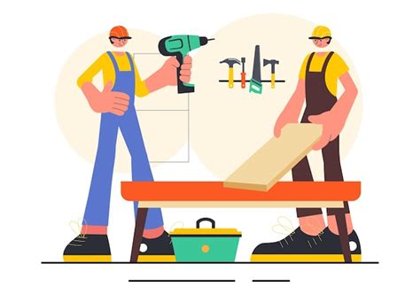 Ilustração vetorial de oficina de carpintaria com madeira DIY tábuas de ...