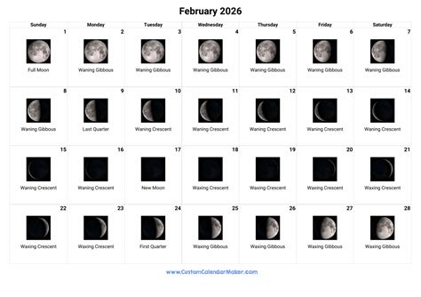 February 2026 Calendar Moon Phases - Free Printable Calendar