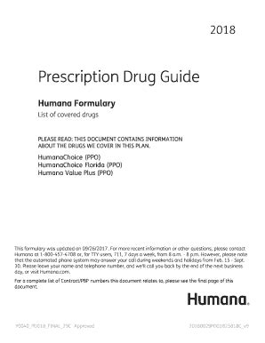 Fillable Online Prescription Drug guide - Humana. Humana Prescription ...