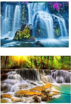 Vastu Waterfall Scenery Poster|Nature Sticker Poster Combo|Nature ...