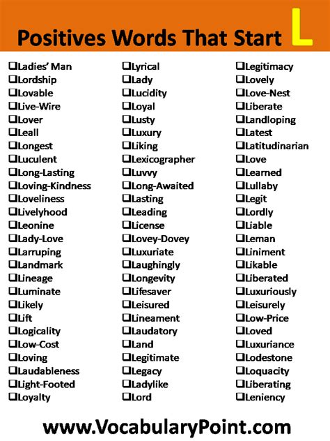 Positive Vocabulary Words that Start with L - Vocabulary Point