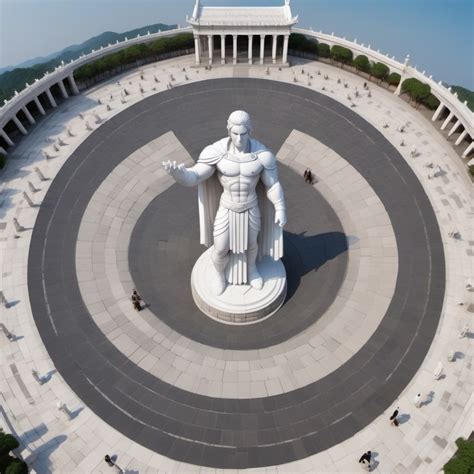 Hero's White Statue in Circular Square | Stable Diffusion Online