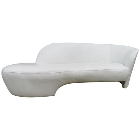 Fabulous White Leather Scrolled Arm Cloud Sofa Weiman, 1980s at 1stDibs