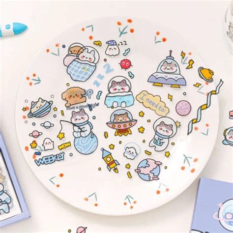 Cute Colourful Kawaii | Planet-space themed Stickers |Box Of 100 Stick ...
