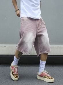 Manfinity EMRG Shorts Denim Diária Básica de Cor Sólida para Homens ...