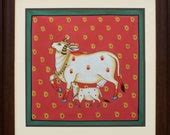 Buy Wall Painting Indian Cows Natural Stone Color on Cloth Love Online ...