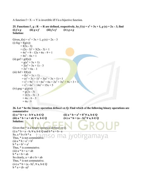 Class XII Mathematics Notes Chapter 1 Relations and Functions | PDF