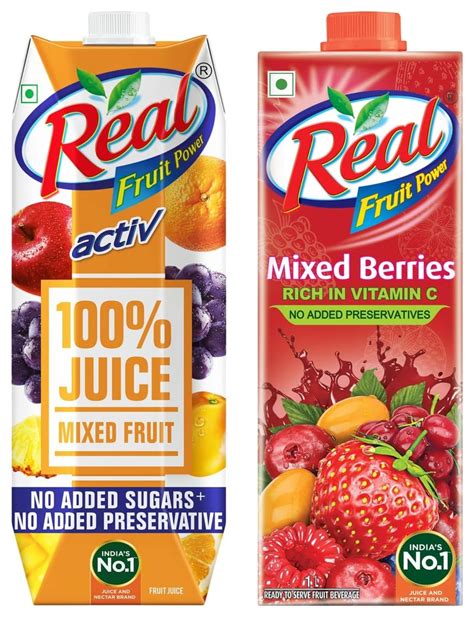 Real Activ 100% Mixed Fruit Juice - 1L & Real Fruit Power Real Mixed ...