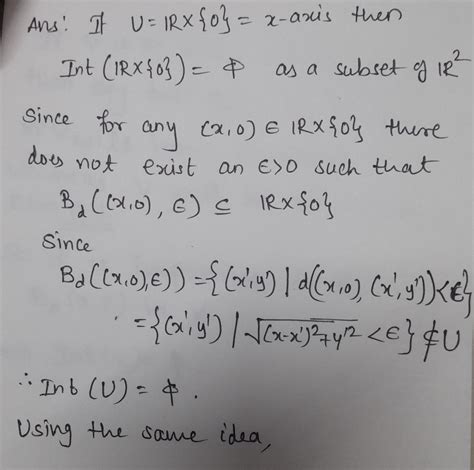 Answered: Exercise 5. 1) What is the interior of R × {0} (the x-axis ...