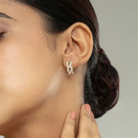 Twist Charm Gold & Diamond Hoop Earrings