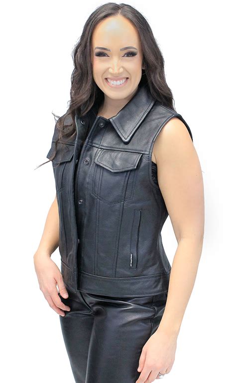Female Leather Vest at Sarah Fox blog