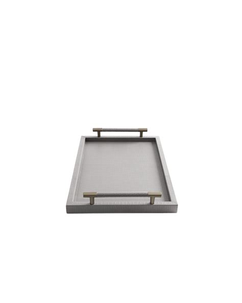 Light Grey Rectangular tray With Satin Gold Handles – Maison SIA