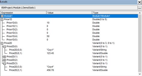 Image result for Static Array VBA