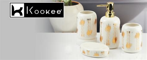 Kookee Ceramic Bathroom Set – Stylish 4 Piece Bath Accessories Kit with ...