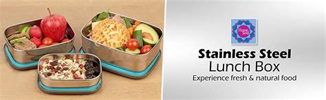 Buy Homesoul Lunch Box Set of Three Stainless Steel Rectangular Lunch ...