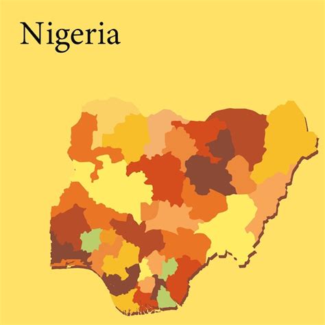 Nigeria map vector with regions and cities lines and full every region ...