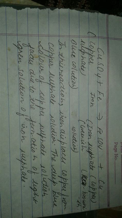 iron nails when left dipped in blue copper sulphate solution becomes ...