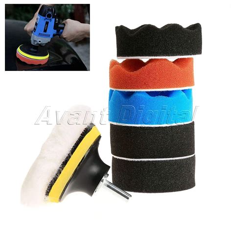 7X 80mm Sponge Polishing Waxing Buffing Pads Kit Compound Polish Auto ...