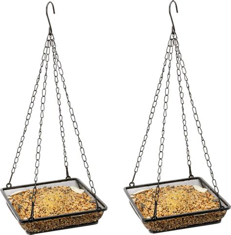 Buy WOSIBO 2 Pack Hanging Bird Feeder Tray, Platform Metal Mesh Seed ...