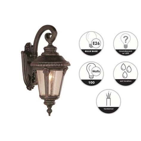 Buy Commons 1-Light Rust Outdoor Wall Light Sconce Lantern with Seeded ...