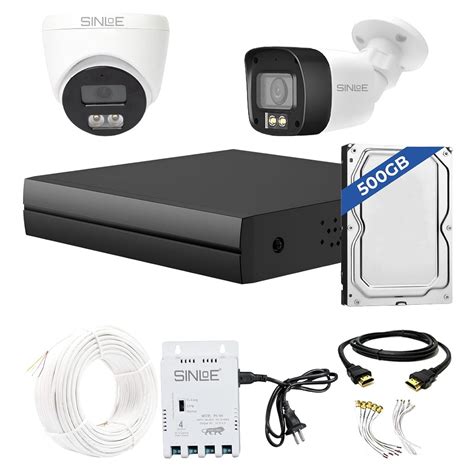 SINLOE 4 Channel 1080P Full HD DVR 2MP Night Color 1 Dome + 1 Bullet ...