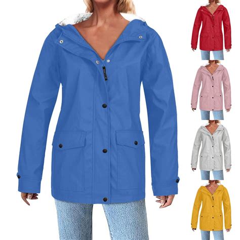 Feancey Women Plus Size Rain Coat Waterproof Lightweight Hooded Rain ...