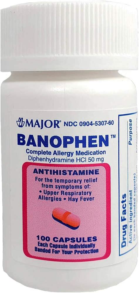 Major Banophen 50 mg. Capsules 100 ct. (Pack of 5) - Walmart.com
