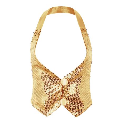 iiniim Women Sparky Sequin Backless Halter Neck Vest Waistcoat Jazz ...