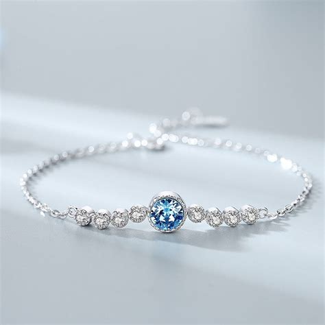 Blue Swarovski Crystal Circle Silver Bracelet – Mystic Flavia