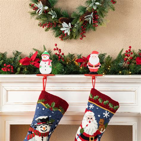 Set of 2 Christmas Epoxy Resin Santa & Snowman Stocking Holder(KD ...