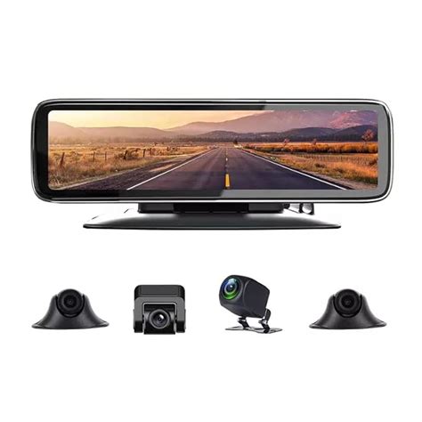 AUSHA® 360° 4 Channel Dashboard Camera Full HD 12" IPS Touch Mirror ...