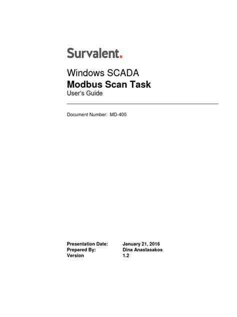 MD-400 Modbus Scan Task User's Guide 1.1 | PDF | Port (Computer ...