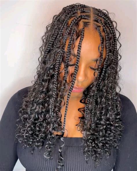 Shoulder length boho knotless braids – Artofit