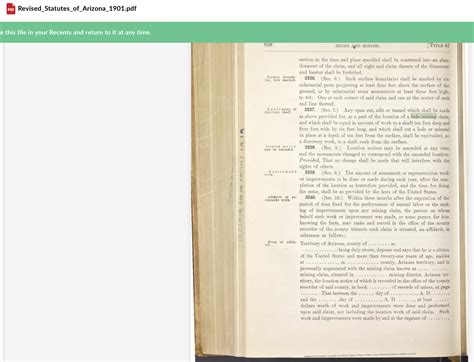 Arizona Revised Statutes 3238 A.R.S. , circa 1901 Mines and Mining ...