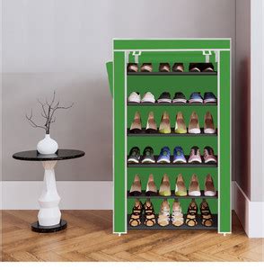 BEEYZELL 6 Shelf 1 Door Foldable Collapsible ShoeRack Plastic ...