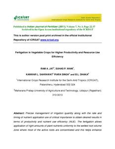 Fertigation in Vegetable Crops for Higher Productivity and Resource Use ...