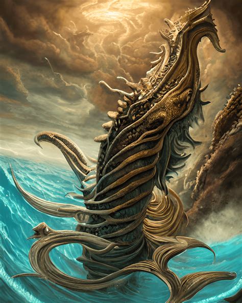 Pintura fantástica da criatura marinha mitológica de Cetus · Creative ...