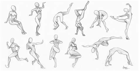Female Fighting Poses Drawing